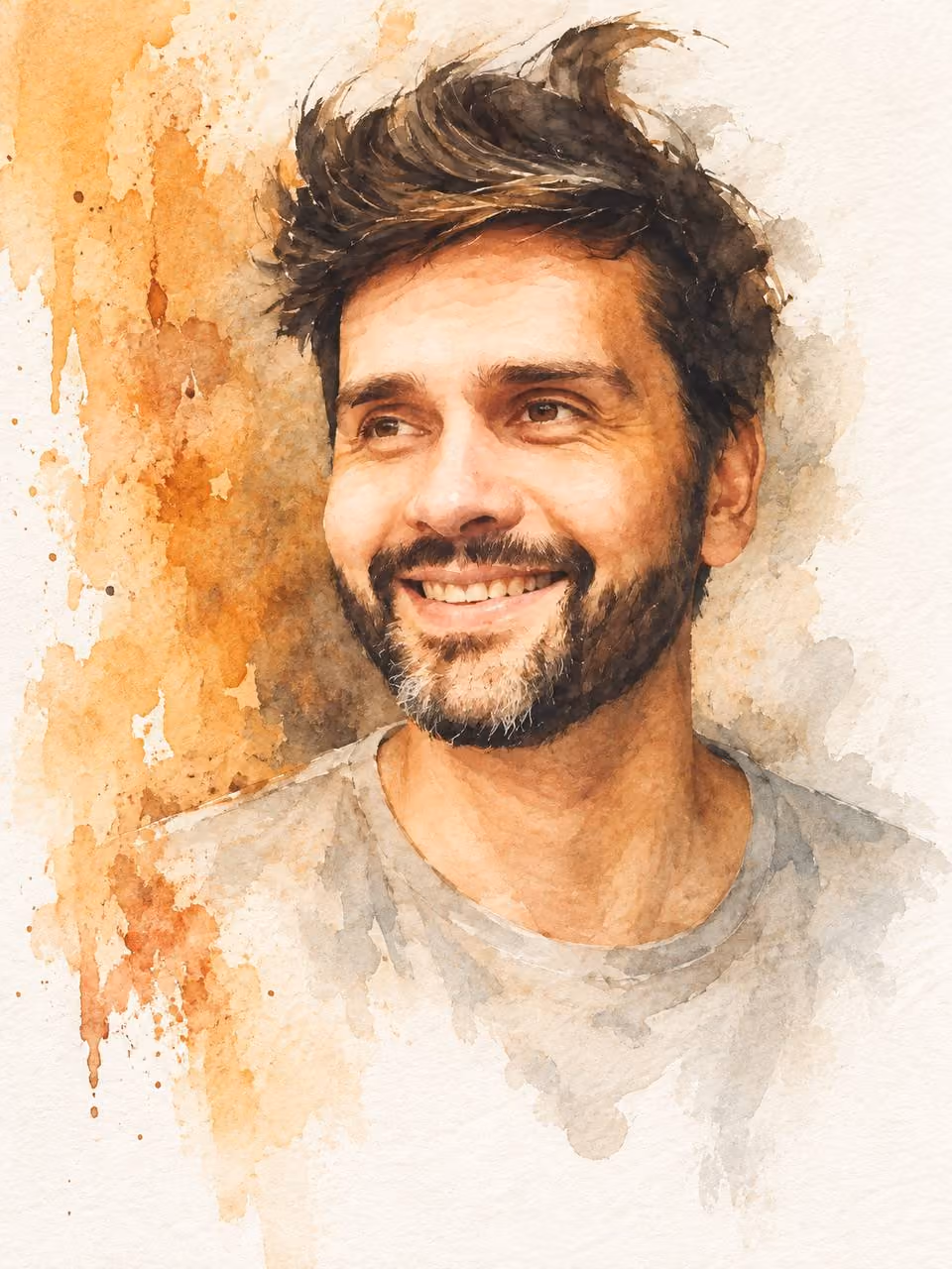 Watercolour portrait of Ildar Gaziev